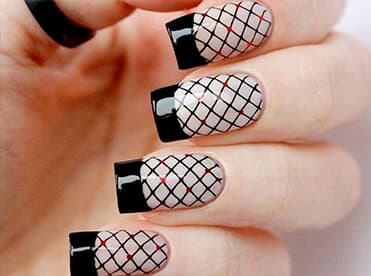 Acrylic Manicure with Designs Black and White