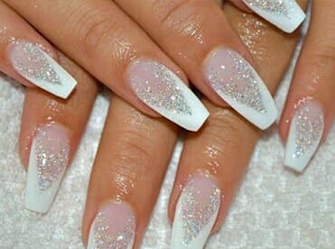Acrylic Manicure with Designs White