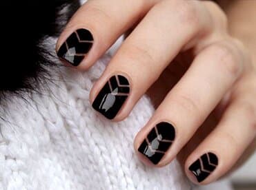 Regular nail with Black Designs