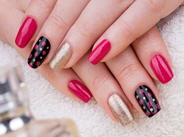 Regular Manicure with Designs Black and Gold